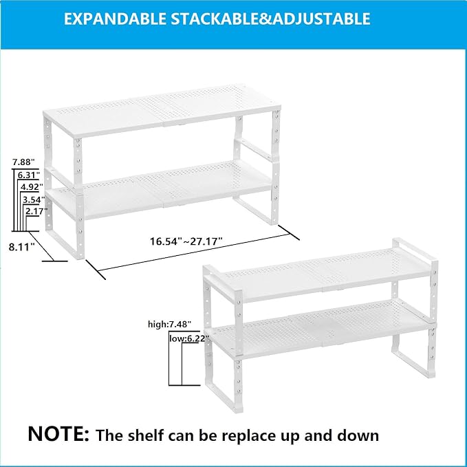 Expandable, Adjustable & Stackable Spice Rack, Cabinet Kitchen Countertop Shelf - Image 4
