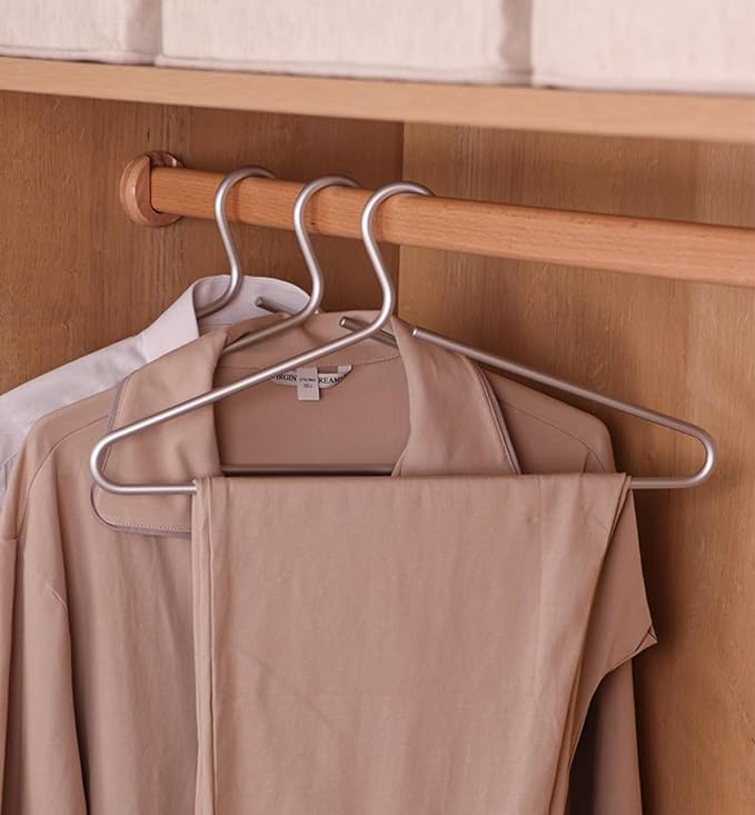 Premium Matte Silvery Aluminum Coat Hangers 10 Piece Set, 16.5” Extra Smooth & - Image 4