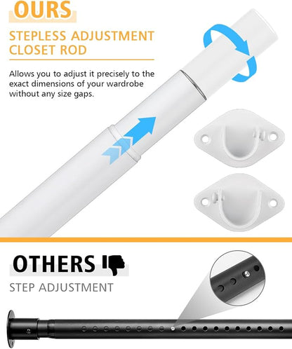 Closet Rod, 17 to 76 Inch Heavy Duty Adjustable Metal Clothing Rack - Image 2