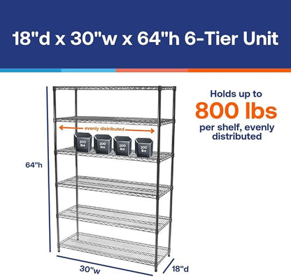 Shelving Inc. 18" d x 30" w x 64" h Chrome Wire Shelving - Image 6