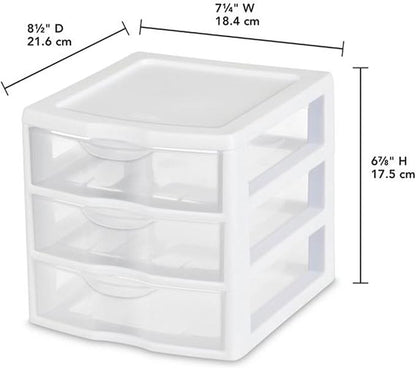 Sterilite Clearview Plastic Multipurpose Small 3 Drawer Desktop Storage - Image 3
