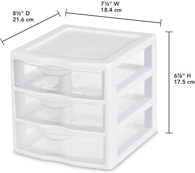 Sterilite Clearview 3-Drawer Cart Small Plastic Storage Organizer, Containers - Image 3