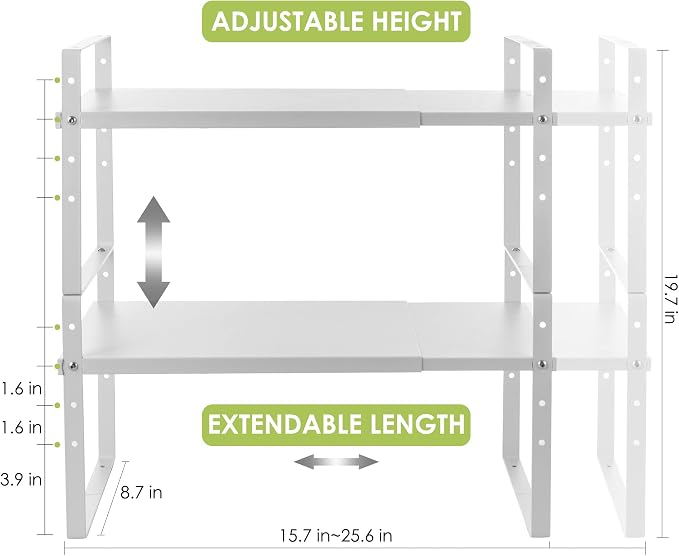 Across-Star Expandable Cabinet Shelf Organizer Rack, Stackable Kitchen Counter - Image 5