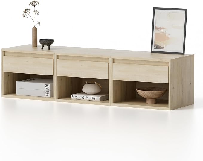 Floating Nightstand Set of 3, Wall Mounted Bedside Table - Image 9