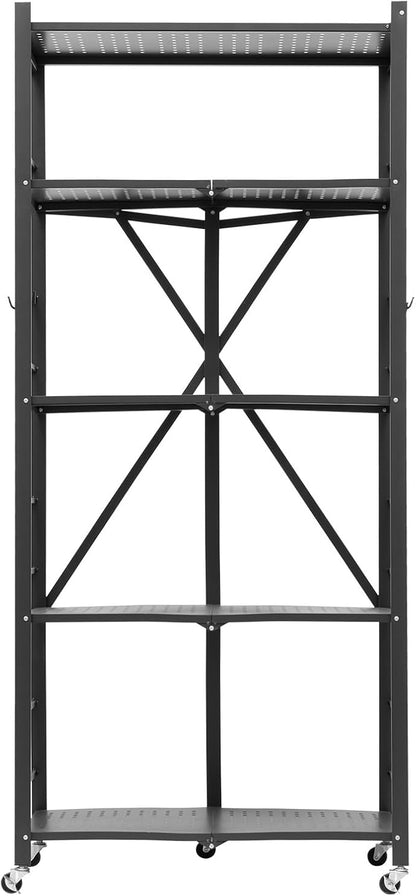 VEVOR 5-Tier Foldable Storage Shelf, 28W x 15D x 64H Inch Folding Metal Rack - Image 9
