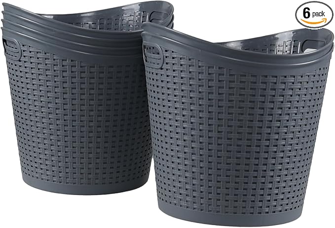 6 Packs 30 Liter Round Plastic Laundry Baskets, Large Basket by EudokkyNA