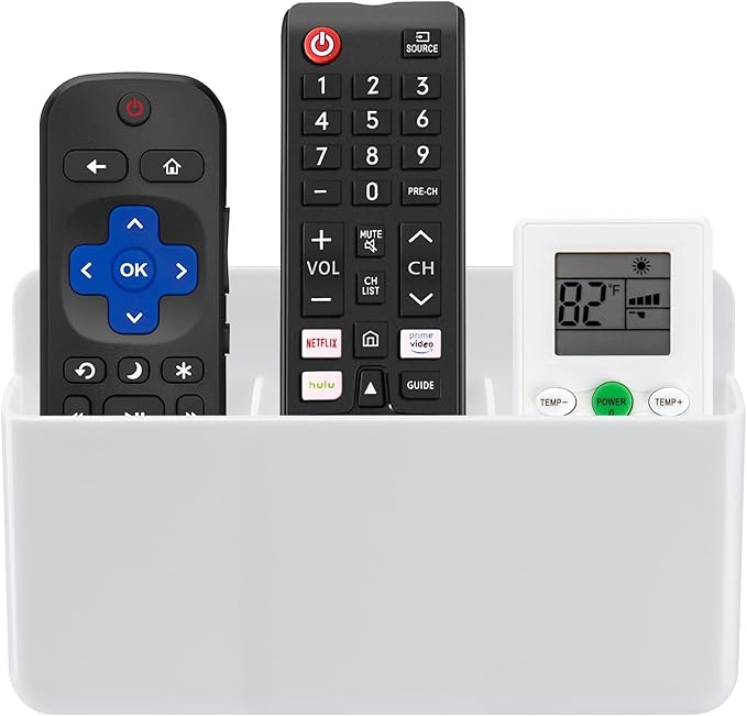3 Slot Adjustable Remote Control Holder Wall Mount, TV Remote Box Hollow Bottom by BuyNow