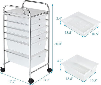 Giantex 6 Storage Drawer Cart Rolling Organizer Cart - Image 3