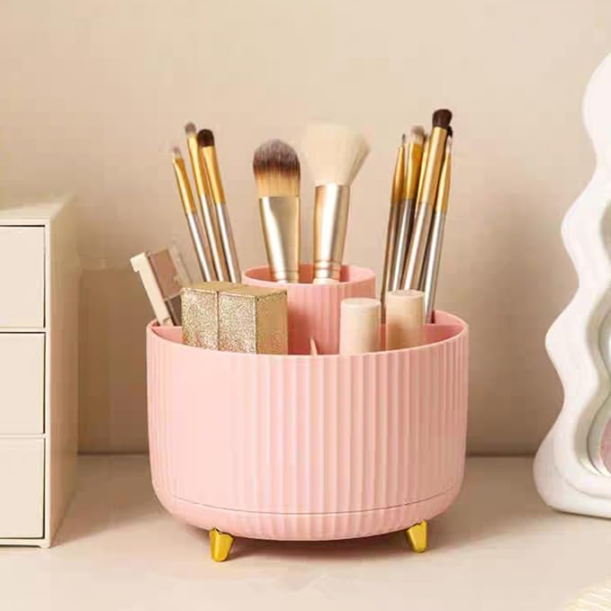 360 Degree Rotating Makeup Brush Holder Organizer Detachable Design 5 Slot Make - Image 4