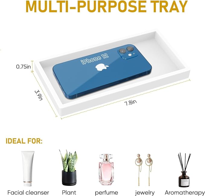 EG-SIPRO Silicone Bathroom Tray, Thickened Shatterproof Rectangle Vanity Tray - Image 7