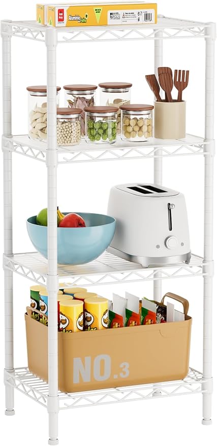 4 Tier Adjustable Storage Shelves, Heavy Duty Metal Utility Shelf Wire Shelving by Golpart