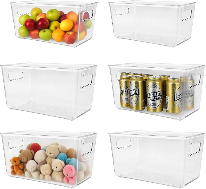 6 Pack Clear Plastic Storage Bins by Slomg