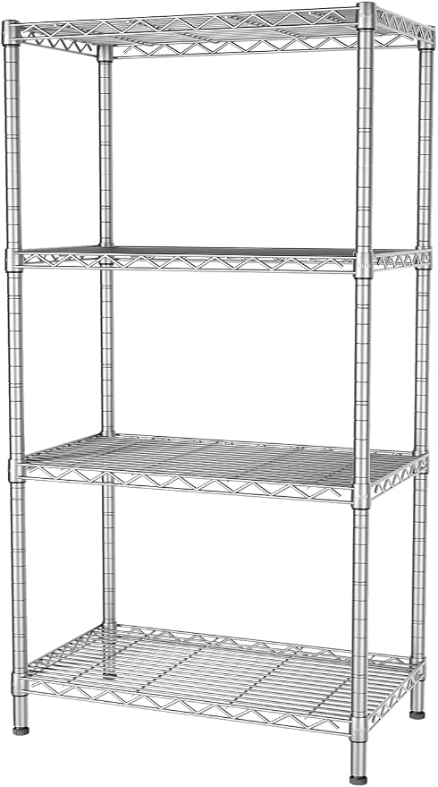 SINGAYE 4 Shelves Adjustable Storage Shelf Wire Shelving Rack Bathroom Standing - Image 7