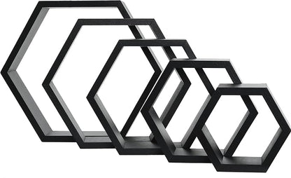 Hexagon Shelves, Floating Wall Shelf, Honeycomb Octagon Cube Shelves Wood | - Image 7