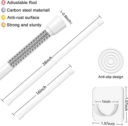 AIZESI Spring Tension Rods Adjustable Tension Curtain Rod Small Tension Rod No - Image 4