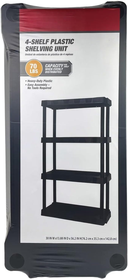4-Shelf Plastic Shelving Unit 35.2 x 76.2 x 142.7 cm, Tool-Free Assembly - Image 4