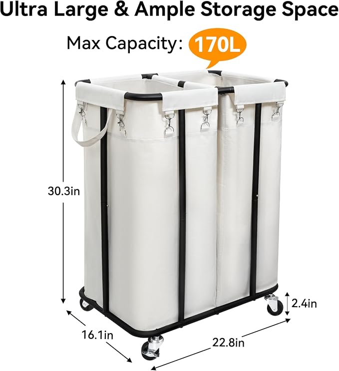WOWLIVE Double Laundry Hamper - Image 4