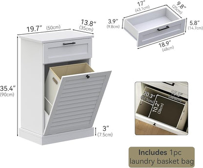 Upgraded Tilt Out Laundry Hamper Cabinet, 15 Gallon Trash Can Cabinet - Image 2