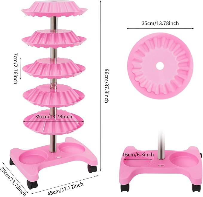 5-Tier Polish Carousel, 120-Bottle Cosmetic Tower w/Stainless Steel Core - Image 2