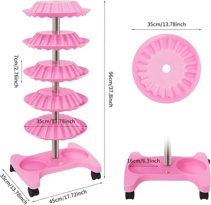 5-Tier Polish Carousel, 120-Bottle Cosmetic Tower w/Stainless Steel Core - Image 2