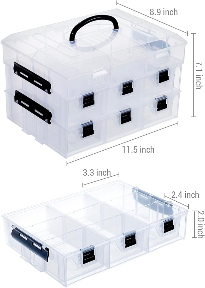 MyGift 11 Inch Clear Plastic Storage Box Container, Arts and Crafts Sewing - Image 5