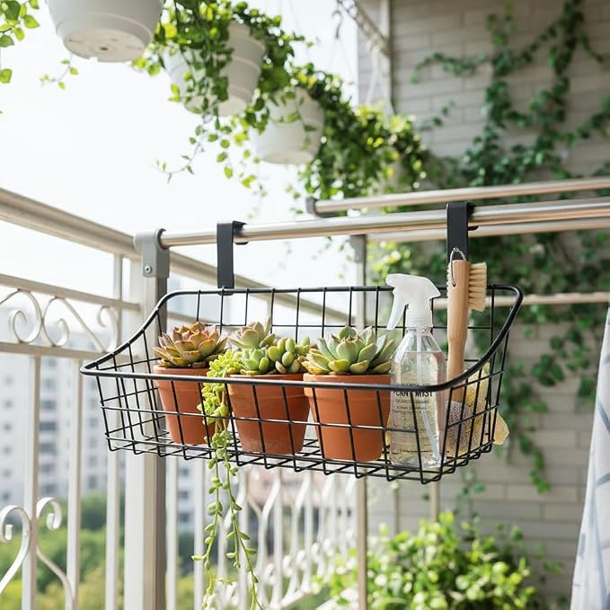 Basket with hook Grid Storage Basket, Hang it behind a door or on a railing - Image 5