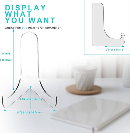 Boloyo 60-Degree Angle Acrylic Plate Display Stand, 6 Inch 2PC Clear Acrylic - Image 2
