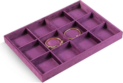 Velvet Stackable Jewelry Display Tray, 12 Grid Watch Bangle Bracelet Storage - Image 4