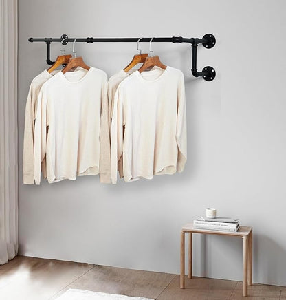 Clothes Rack, Industrial Wall Pipe Clothing Rack - Image 4