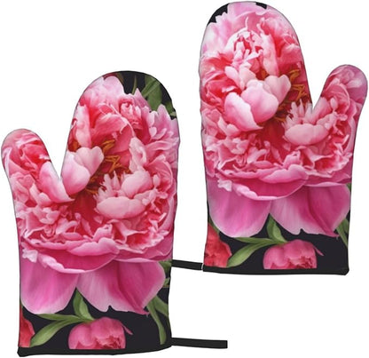 Oven Mitts Set of 2 Garden Peony Oven Glove Heat Resistant 500â„‰ Kitchen Oven - Image 9