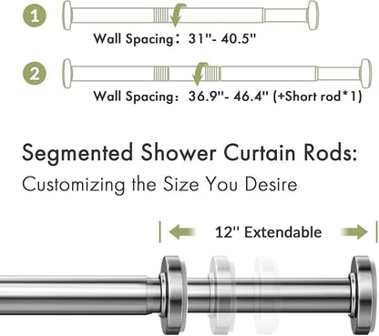 AmazerBath Spring Tension Shower Curtain Rod, 31-46.5 Inches Heavy Duty Tension - Image 2