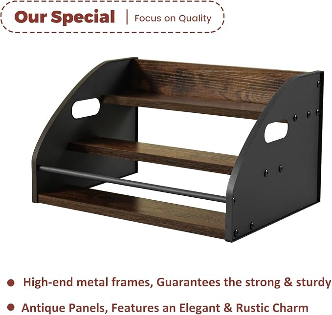 3-Tier Liquor Bottle Display Shelf, Exquisite Metal Design, Extra Large Bar - Image 2
