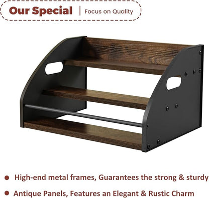 3-Tier Liquor Bottle Display Shelf, Exquisite Metal Design, Extra Large Bar - Image 2