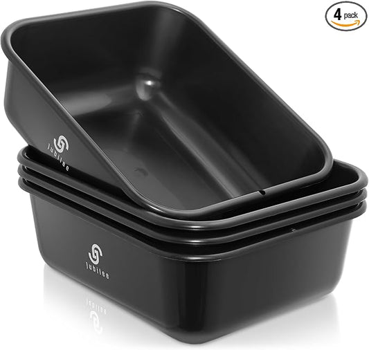Jubilee 4-Pk Plastic Storage Bin, 11L Black Bus Utility Tub – Heavy Duty by Jubilee