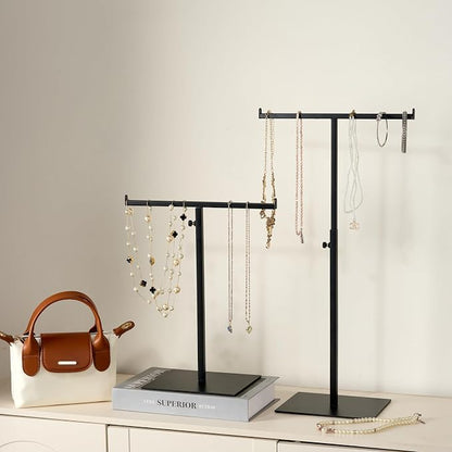 Display Stand Stainless Steel Jewelry Towers Bag Stand Tabletop Double Hook - Image 4