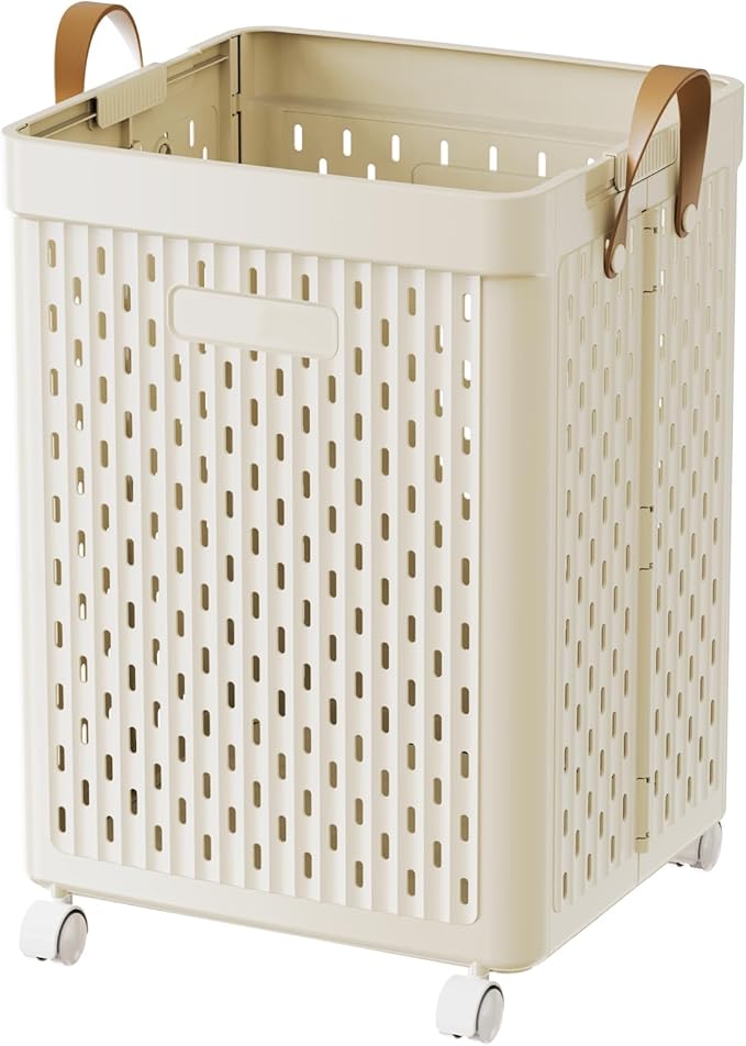 UAK Laundry Basket with Wheels, Collapsible Plastic Laundry Hamper with Handle by SayGoodbyetoClosetChaoswithCurStorage
