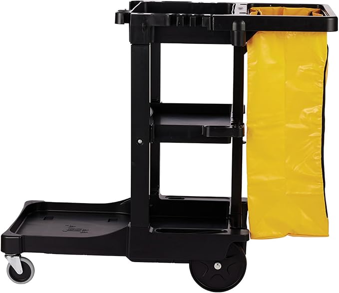 Rubbermaid Commercial Traditional Janitorial 3-Shelf Cleaning Cart, Wheeled - Image 2