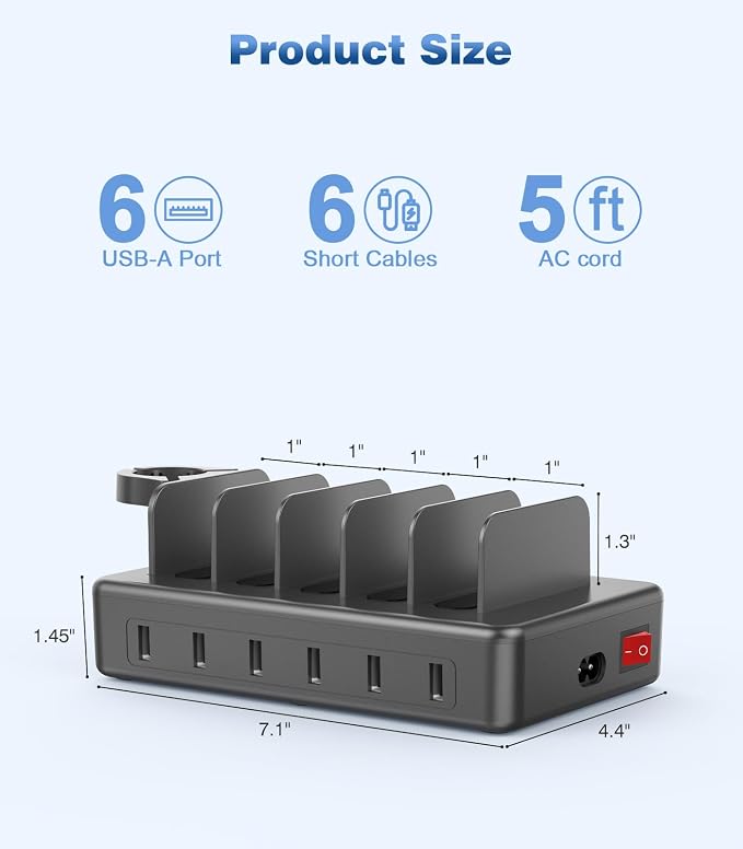 CREATIVE DESIGN 50W Fast Charging Station, 6 Port Apple Charging Station - Image 8