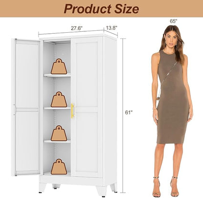 61" White Metal Storage Cabinet - Image 3