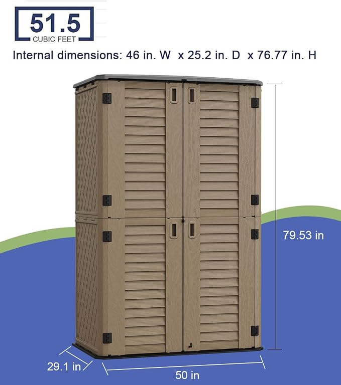 KINYING Sheds & Outdoor Storage, 66 cu.ft Vertical Outdoor Storage Cabinet - Image 6