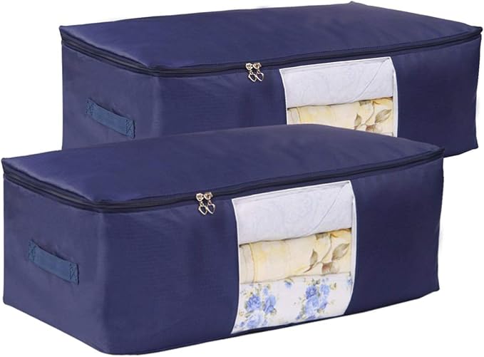 Comforter Storage Bags Pack of 2, Pillow Beddings/Blanket Clothes Organizer by VEAMOR