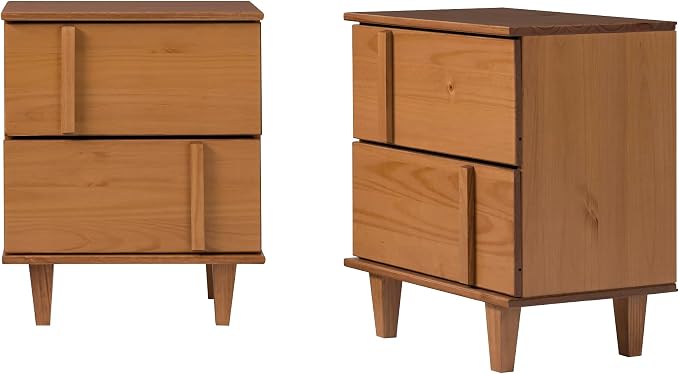 Walker Edison Contemporary 2-Piece Detailed Drawer Solid Wood Nightstands - Image 5