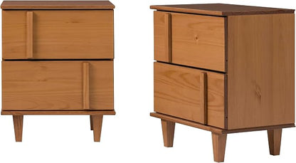 Walker Edison Contemporary 2-Piece Detailed Drawer Solid Wood Nightstands - Image 5