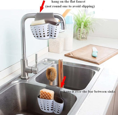 Sink Caddy Sponge Holder Soap Holder, Eunion Plastic Saddle Faucet Caddy Desk - Image 5