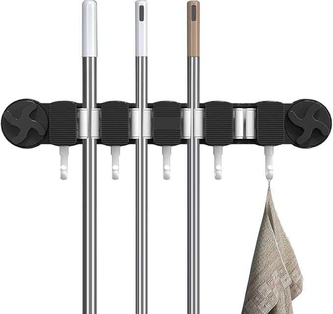 Broom Holder - Wall Mount Rack, Suction Utility Stand, Sturdy Easy Install - Image 6