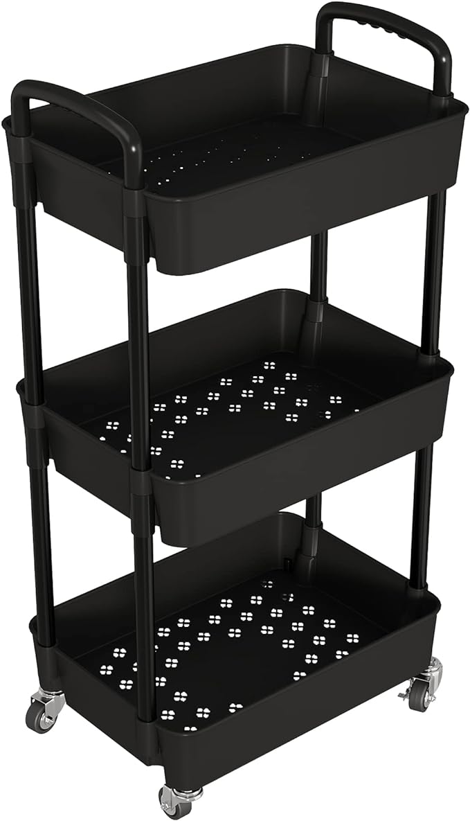 Laiensia 3-Tier Storage Carts, Mobile Shelving Unit Cart - Image 2