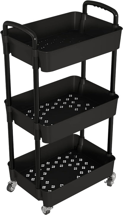 Laiensia 3-Tier Storage Carts, Mobile Shelving Unit Cart - Image 2
