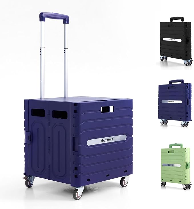 Folding Utility Cart Portable Rolling Crate Handcart Foldable Shopping Trolley by dotewe