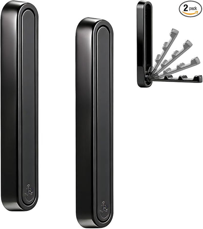 4.33 in Extended Folding Coat Hooks, 2 Pack Black Wall Hooks, Zinc Alloy | 90° by Dntorx