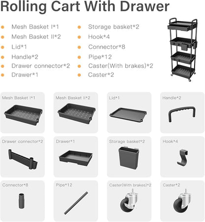 4 Tier Rolling Utility Cart - Image 4